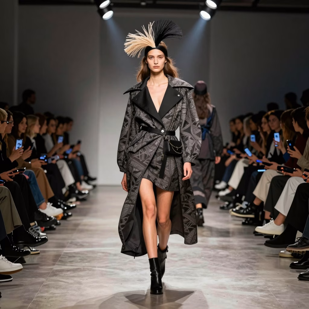 Défilé de la fashion week de Londres avec créateurs avant-gardistes sur le podium