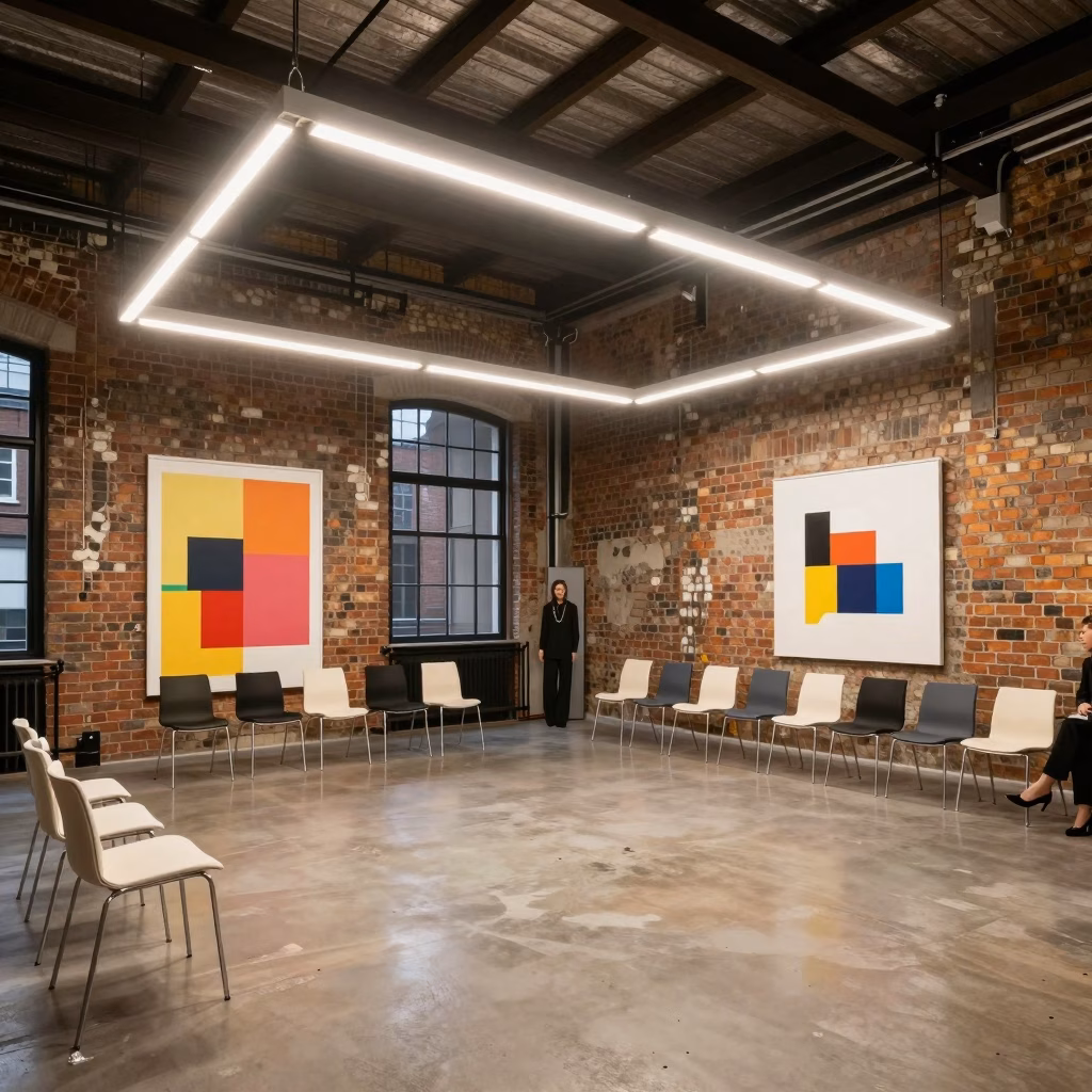 Espace industriel reconverti en podium de défilé de mode à Londres