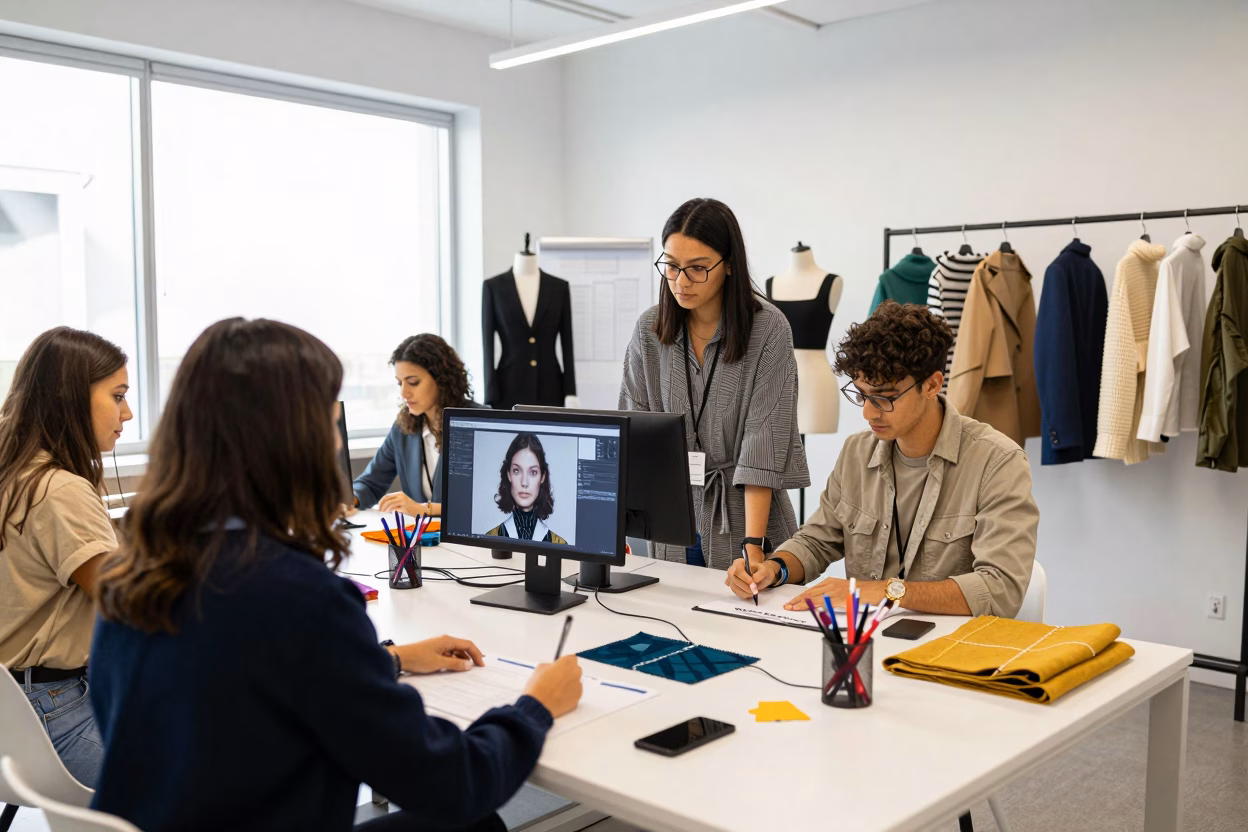 Professionnels de la mode travaillant sur les secteurs prometteurs de l'industrie textile et du digital