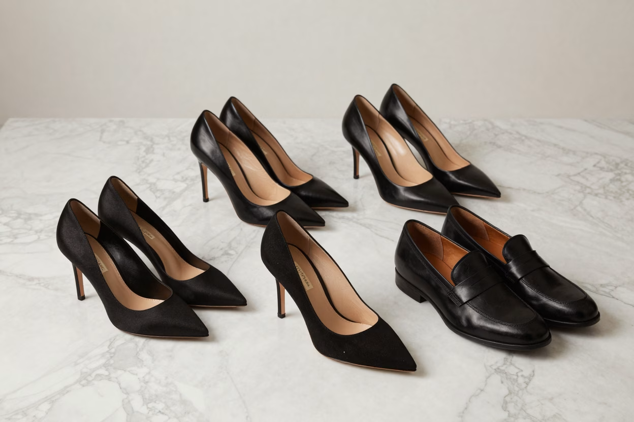 Collection de chaussures de mode de luxe présentées sur un présentoir élégant