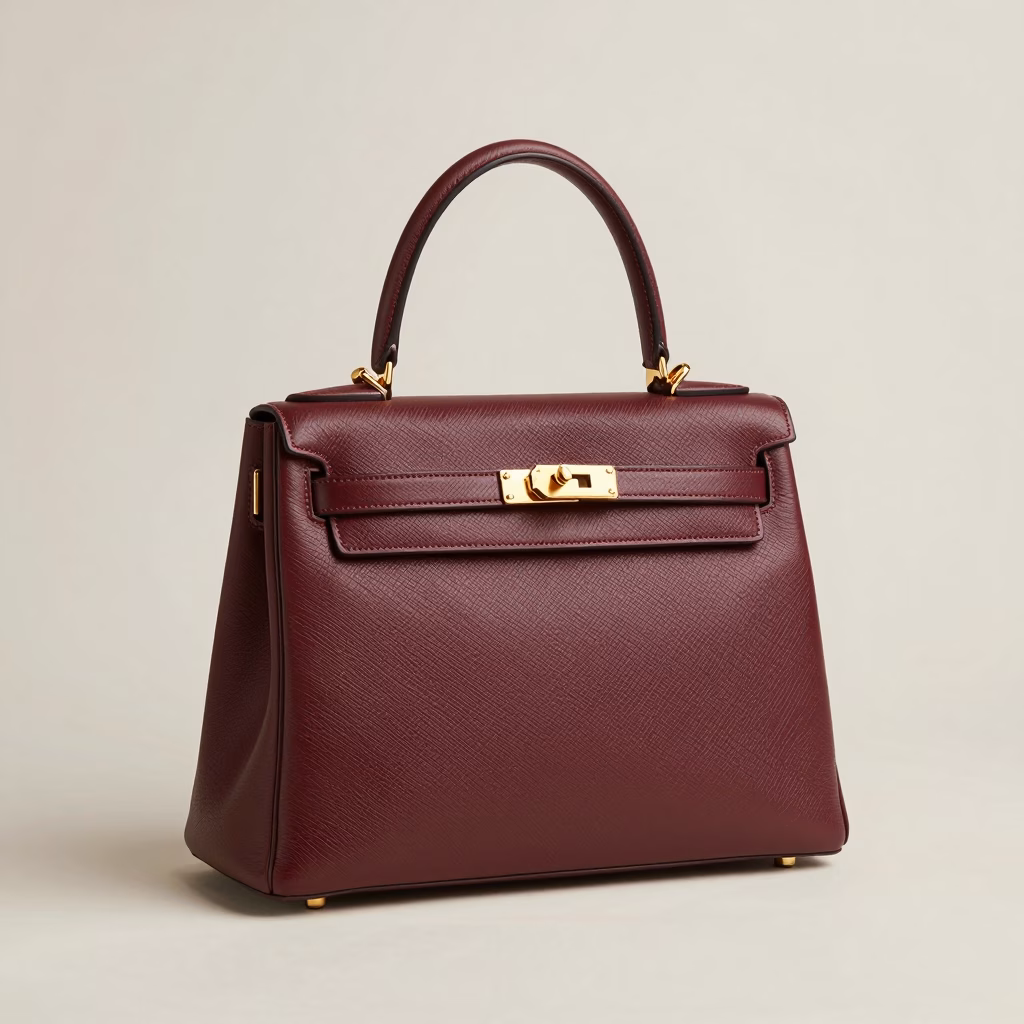 Sac à main tendance 2026 : sac baguette bordeaux en cuir luxe