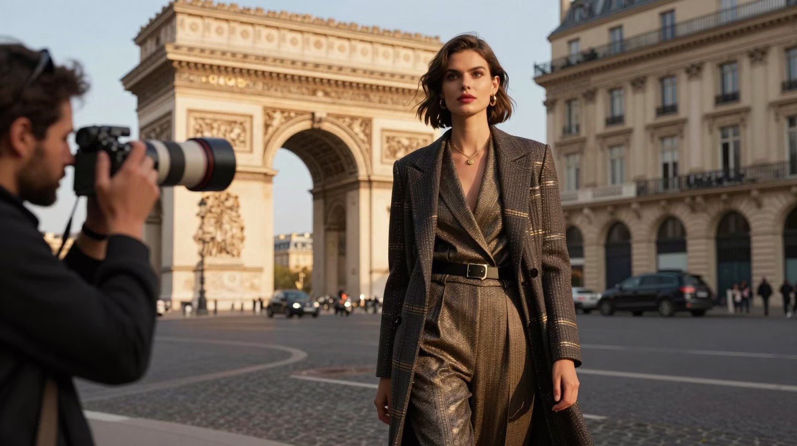 Shooting de mode en extérieur dans les rues de Paris